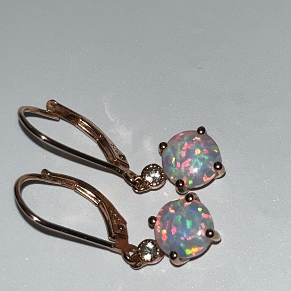 925 rose gold plated opal earrings - Picture 3 of 5